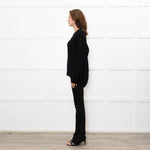 Podeny Black Wool & Cashmere Mix Cable Knit Crew Neck Jumper