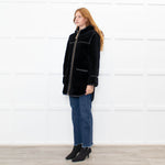 Sandro Black Reversible Shearling Hooded Coat