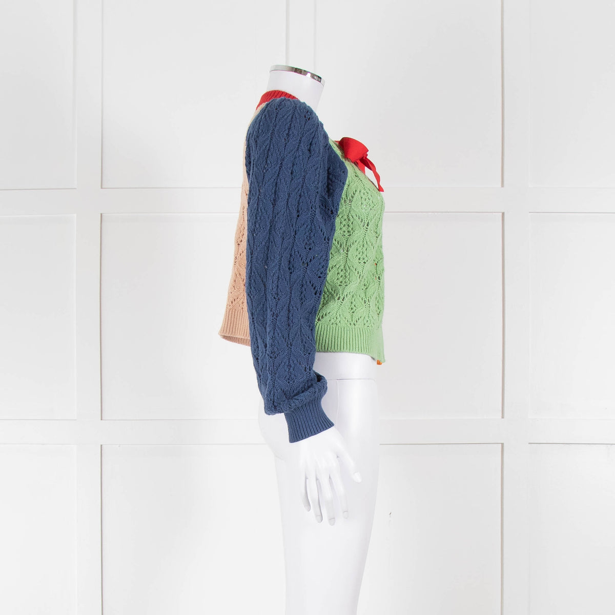 Alice + Olivia Green, Blue and Red Cotton Knit Cardigan