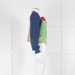 Alice + Olivia Green, Blue and Red Cotton Knit Cardigan