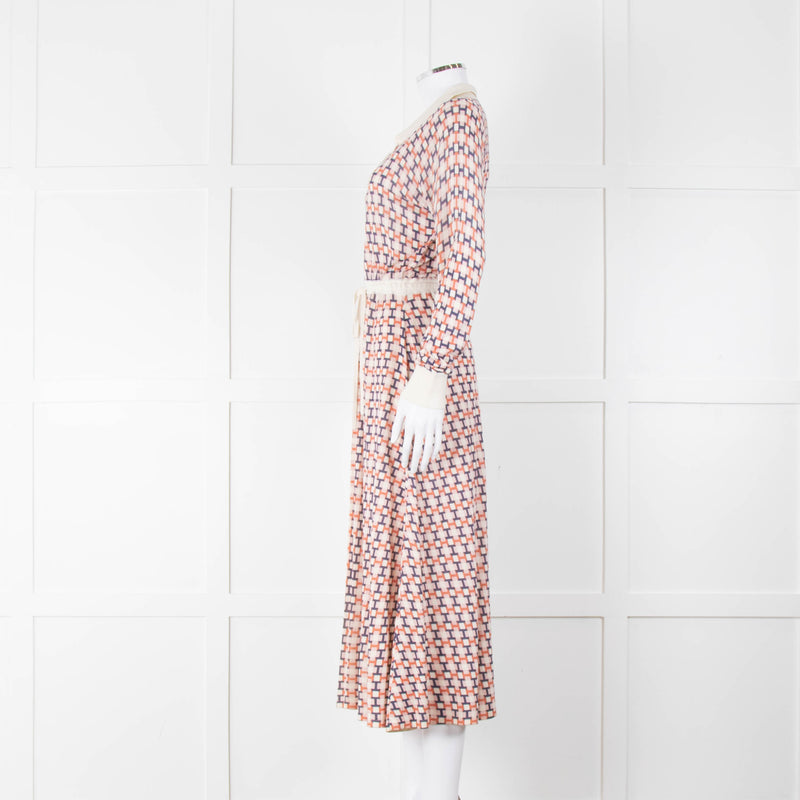 N. Peal Multicolour Geometric Design Silk & Cashmere Dress