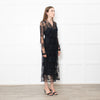 Burberry Black Lace Sheer V Neck Midi Dress
