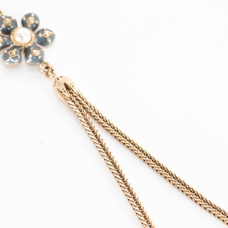 Chanel Lame Gold Pearl And Coin Long Necklace