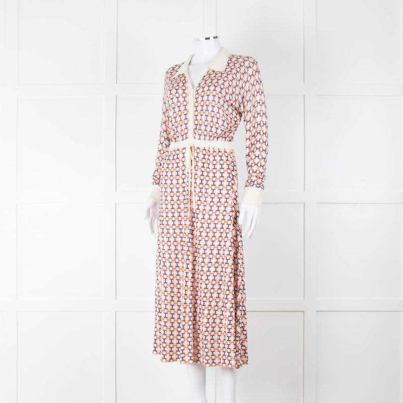 N. Peal Multicolour Geometric Design Silk & Cashmere Dress