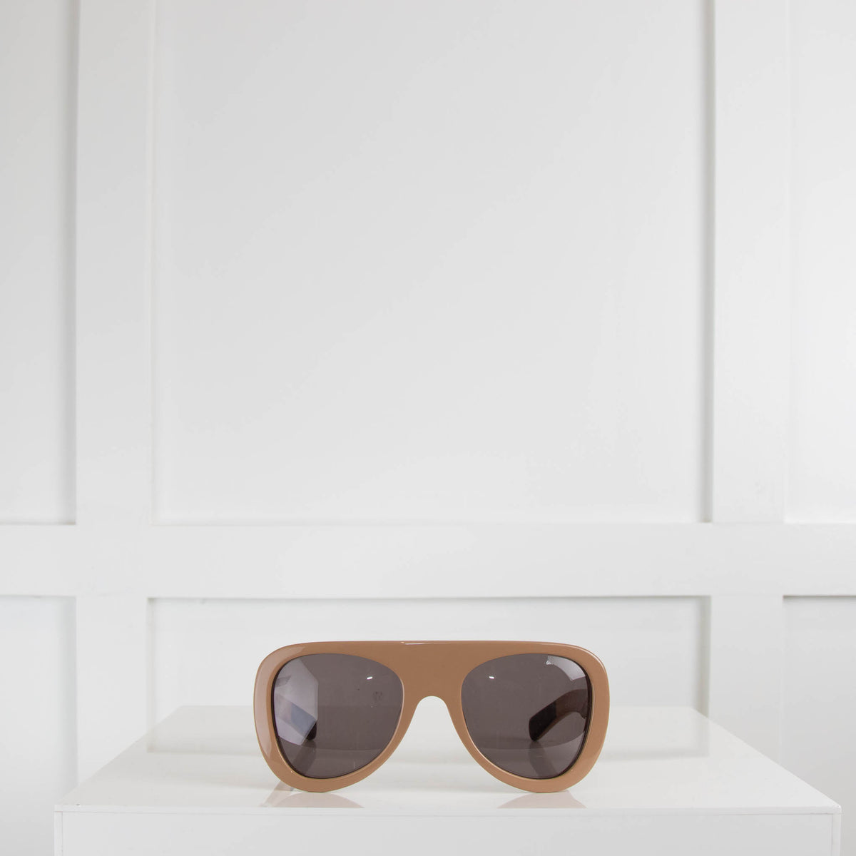 Joseph Beige Aviator Chunky Sunglasses