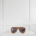 Joseph Beige Aviator Chunky Sunglasses