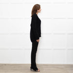 Podeny Black Wool & Cashmere Mix Cable Knit Crew Neck Jumper