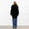 Sandro Black Reversible Shearling Hooded Coat