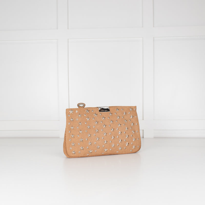 Jimmy Choo Suede Python Effect Star Motif Clutch