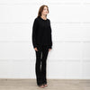 Podeny Black Wool & Cashmere Mix Cable Knit Crew Neck Jumper