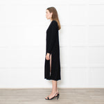 Theory Jumbo Rib Black Button Up Knitted Dress