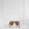 Joseph Beige Aviator Chunky Sunglasses