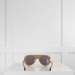 Joseph Beige Aviator Chunky Sunglasses