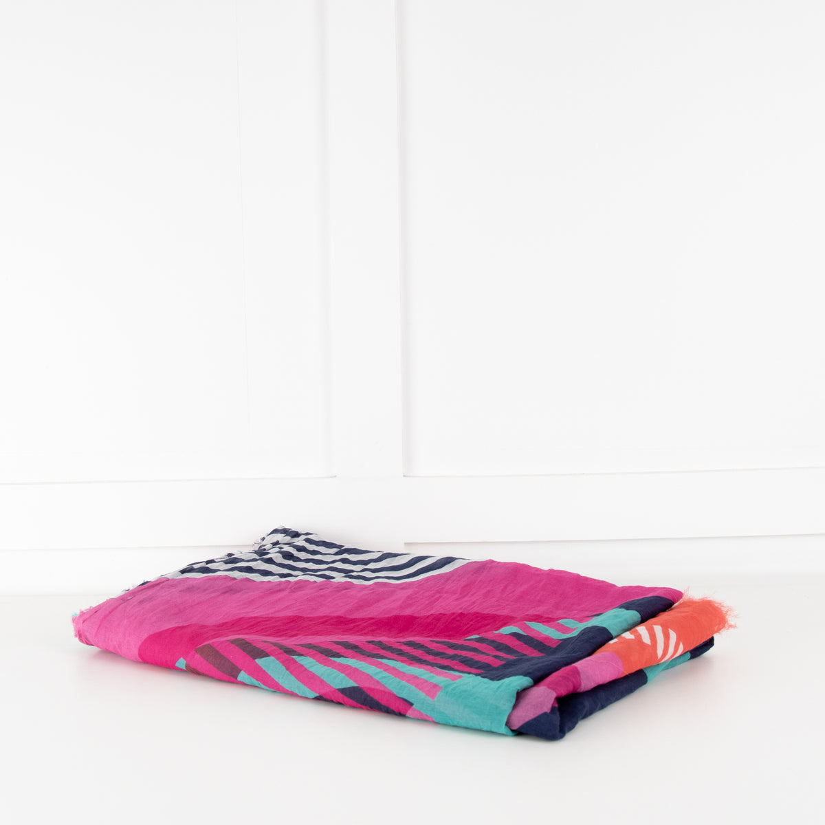 Chanel Pink Orange Purple CC Silk Blend Stole