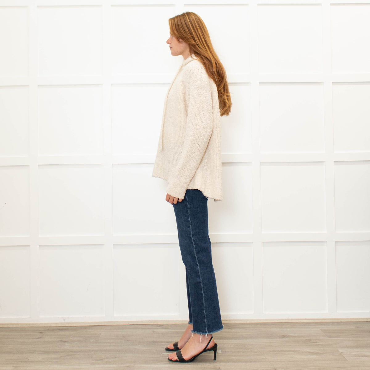 Riani Cream Hooded Boucle Jumper