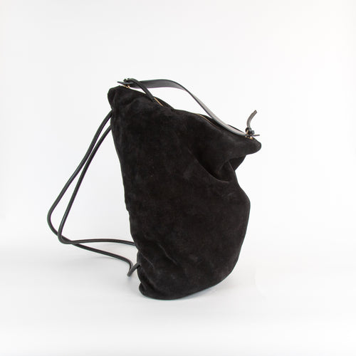 NEOUS Vela Black Suede Asymmetrical Backpack