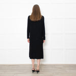 Theory Jumbo Rib Black Button Up Knitted Dress