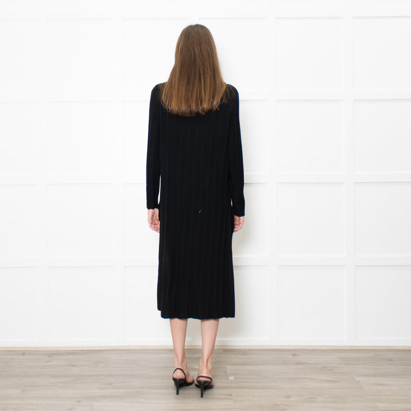 Theory Jumbo Rib Black Button Up Knitted Dress