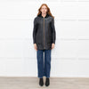 Sandro Black Reversible Shearling Hooded Coat