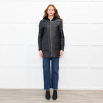 Sandro Black Reversible Shearling Hooded Coat