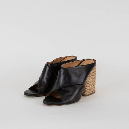 Paloma Barcelo Black Sandals With Rope Thread Heel