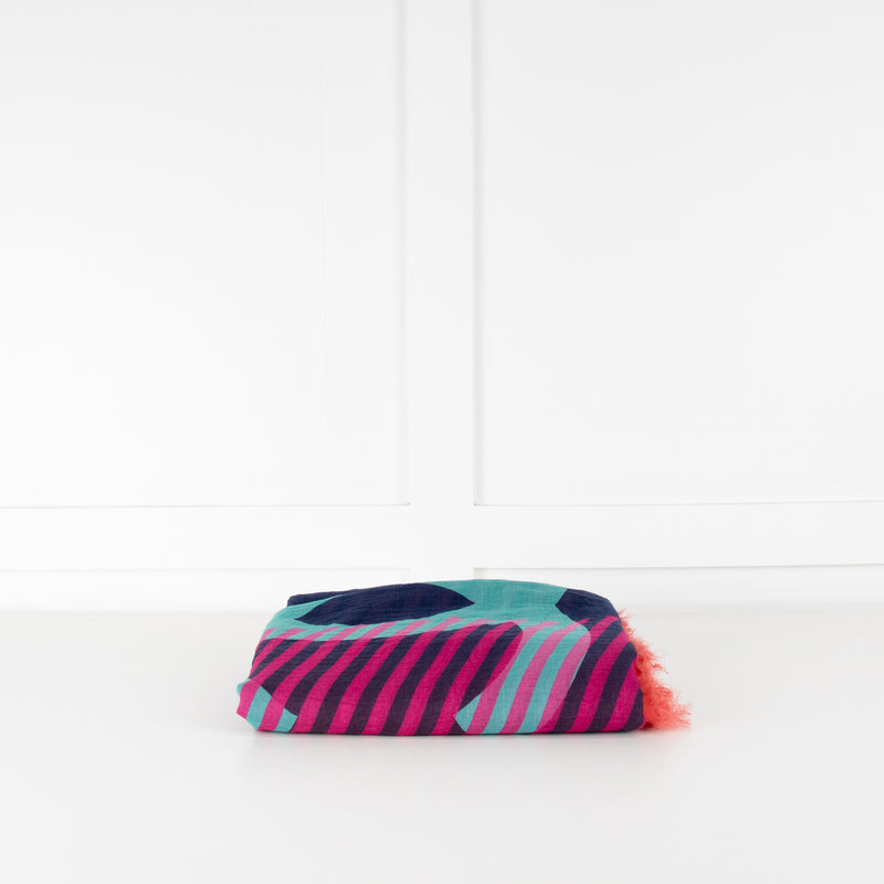Chanel Pink Orange Purple CC Silk Blend Stole