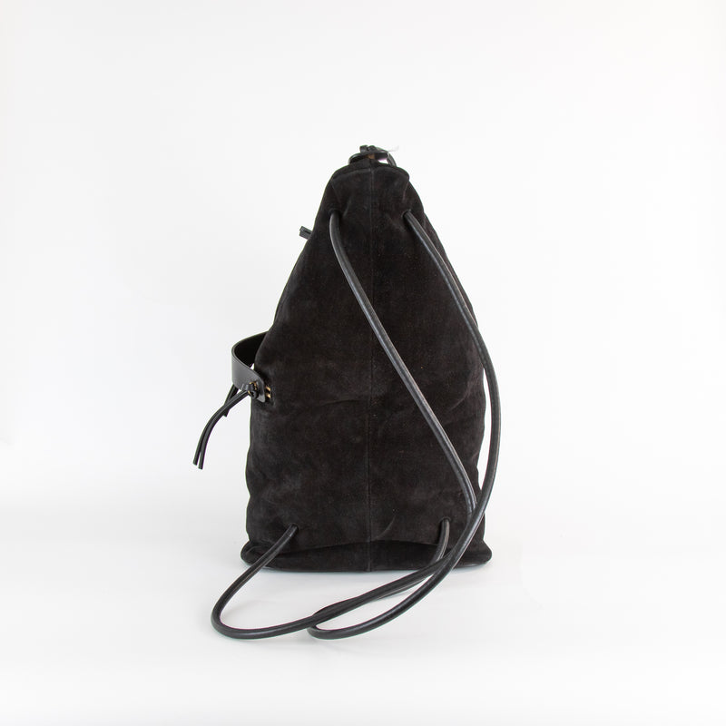 NEOUS Vela Black Suede Asymmetrical Backpack