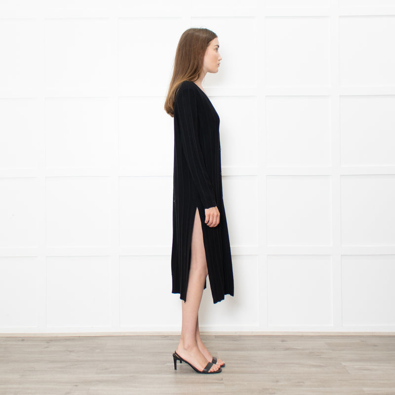 Theory Jumbo Rib Black Button Up Knitted Dress