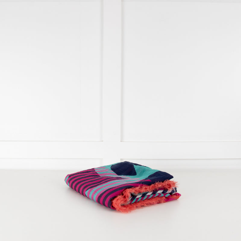 Chanel Pink Orange Purple CC Silk Blend Stole