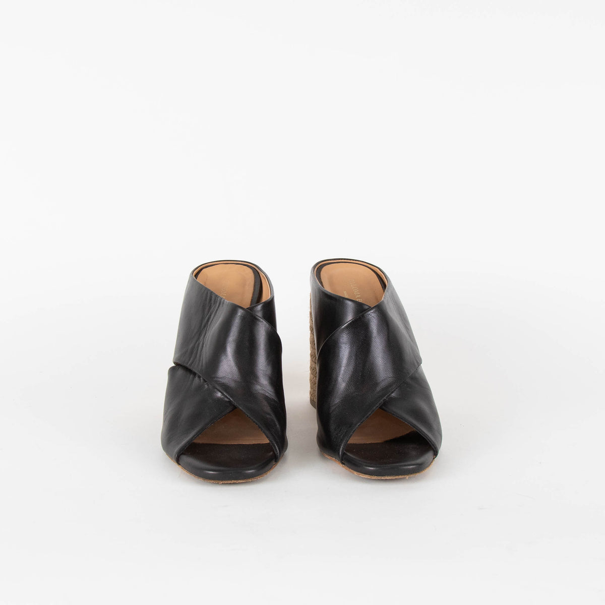 Paloma Barcelo Black Sandals With Rope Thread Heel