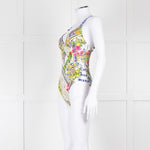 Camilla White Yellow Blue Multi Print Button Detail Swimsuit