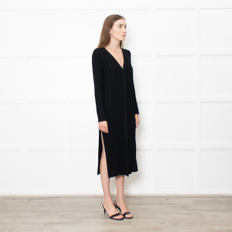 Theory Jumbo Rib Black Button Up Knitted Dress