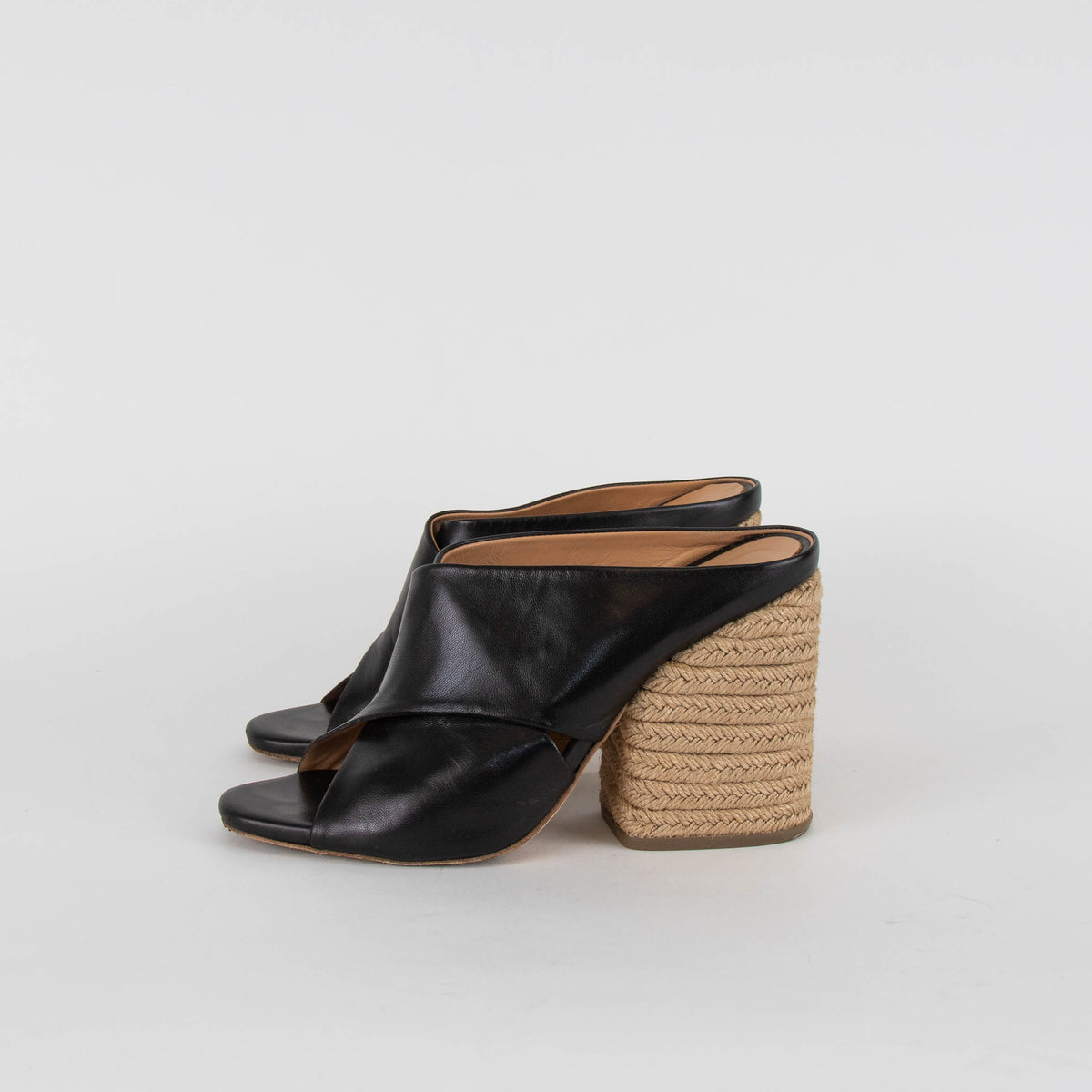Paloma Barcelo Black Sandals With Rope Thread Heel