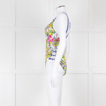Camilla White Yellow Blue Multi Print Button Detail Swimsuit