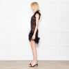 Nadine Merabi Black Sequin Mini Dress with Feather Detailing