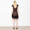 Nadine Merabi Black Sequin Mini Dress with Feather Detailing