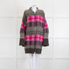 Lamberto Losani Grey Pink Patterned Cashmere Blend Cardi Coat