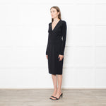 Donna Karan Black Paneled L/S Mid Length Dress