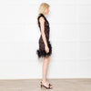 Nadine Merabi Black Sequin Mini Dress with Feather Detailing
