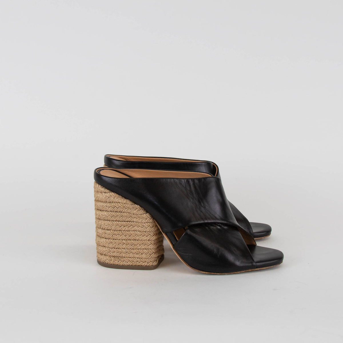 Paloma Barcelo Black Sandals With Rope Thread Heel