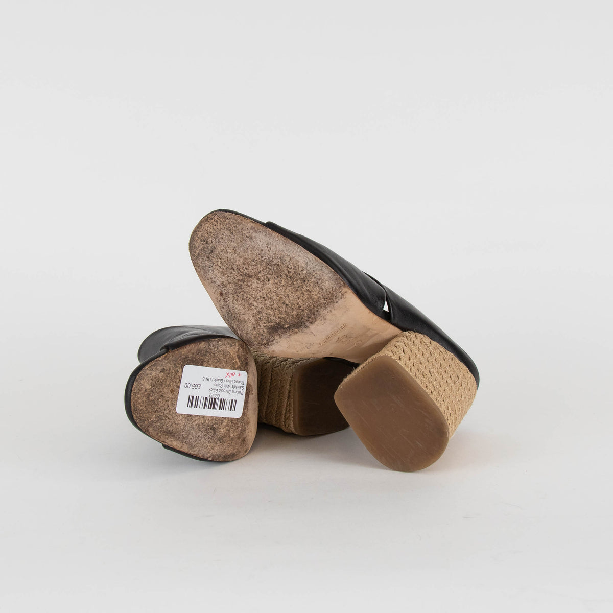 Paloma Barcelo Black Sandals With Rope Thread Heel