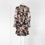 Nicholas Black Frilled Mini Dress with Orange and Blue Flowers