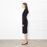 Donna Karan Black Paneled L/S Mid Length Dress