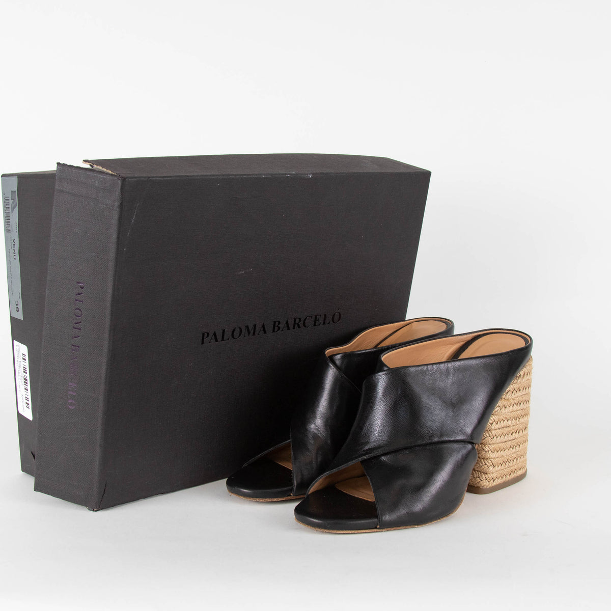 Paloma Barcelo Black Sandals With Rope Thread Heel
