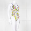 Camilla White Yellow Blue Multi Print Button Detail Swimsuit