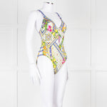 Camilla White Yellow Blue Multi Print Button Detail Swimsuit