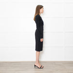 Donna Karan Black Paneled L/S Mid Length Dress