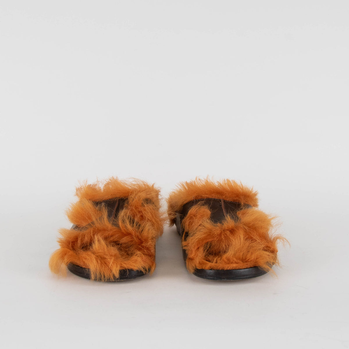 Anya Hindmarch Brown and Orange Fluffy Slides