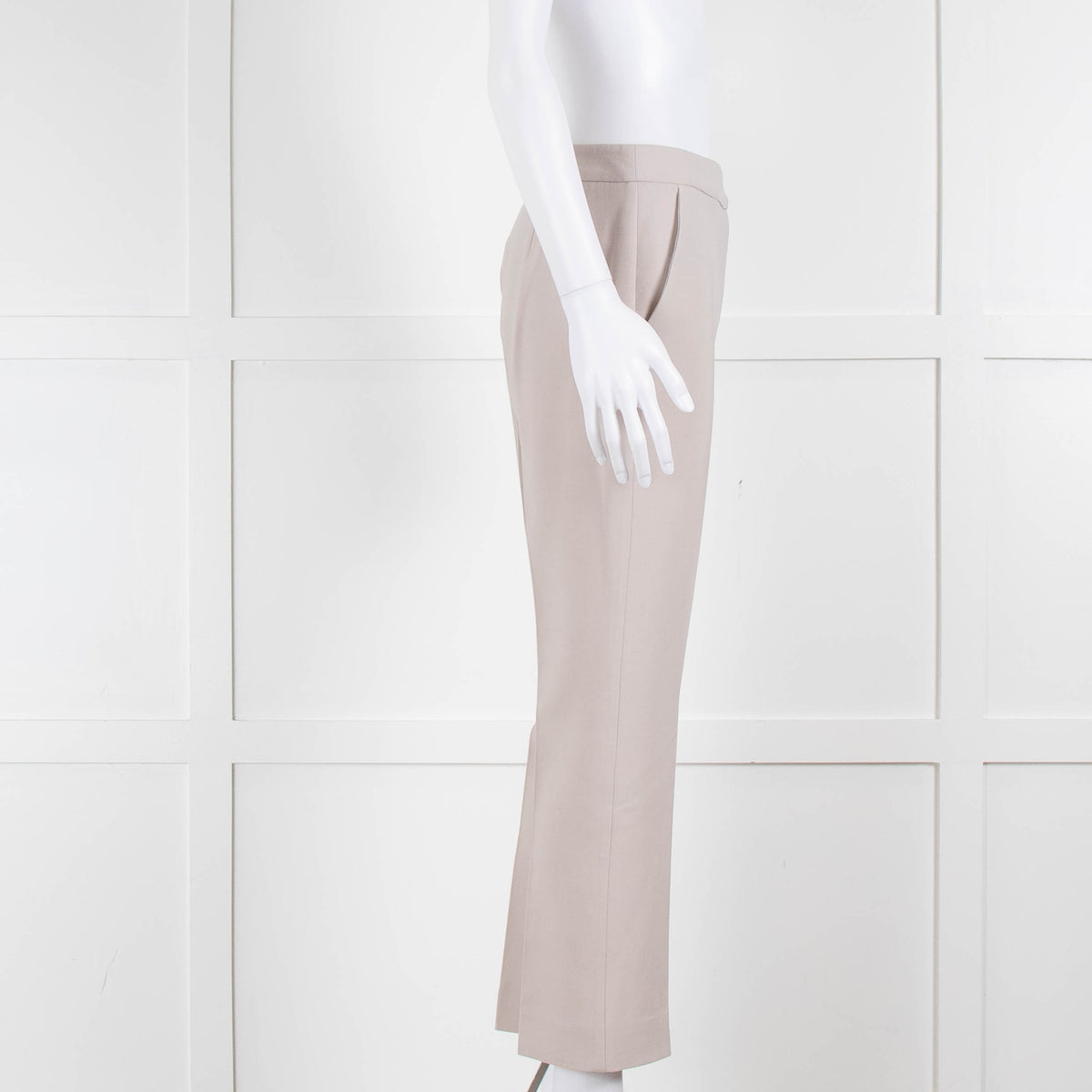 Max Mara Light Grey Wool Slim Leg Trousers
