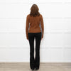 Veronica Beard Brown Cable Knit Polo Neck with Stripe Sides